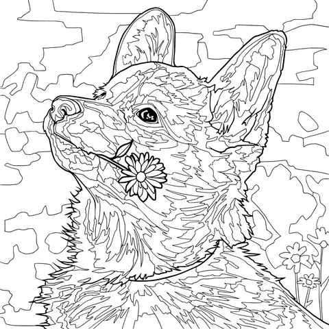Dog with a Flower in Its Mouth