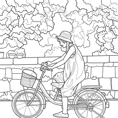 自転車に乗る女性