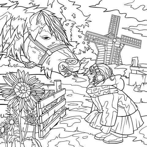 A Girl's Warm Interaction with a Horse