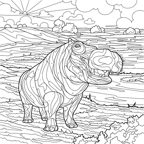 Hippopotamus on the Grassland