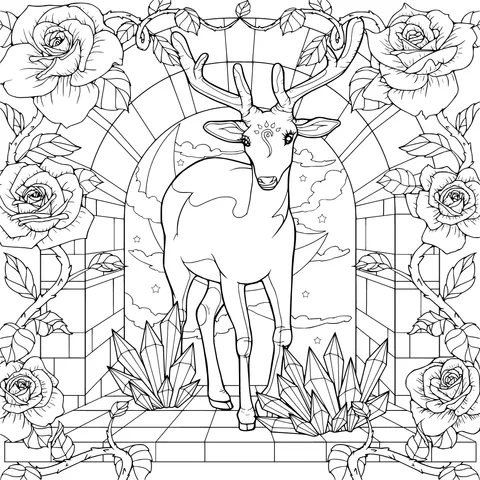 Dreamy Pink Deer and Roses