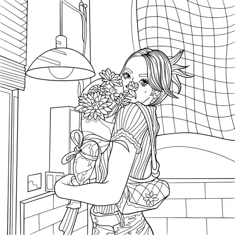 Lady Holding a Bouquet