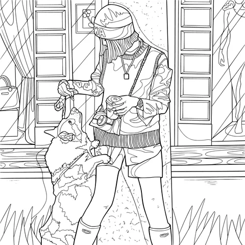 Person interacting with a dog