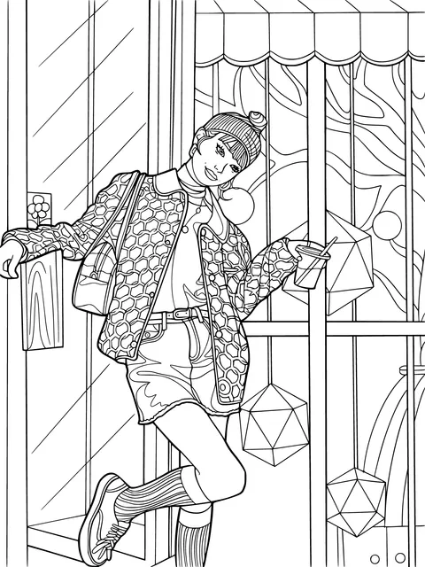 A Fashionable Girl's Leisure Moment