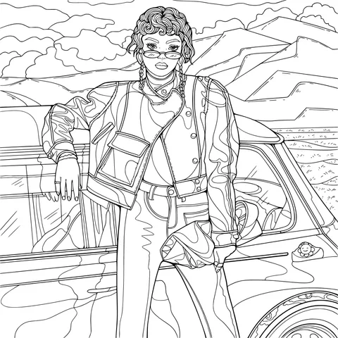 Stylish Woman and Vintage Car