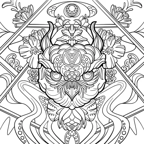 Fantasy Animal and Floral Decorative Pattern