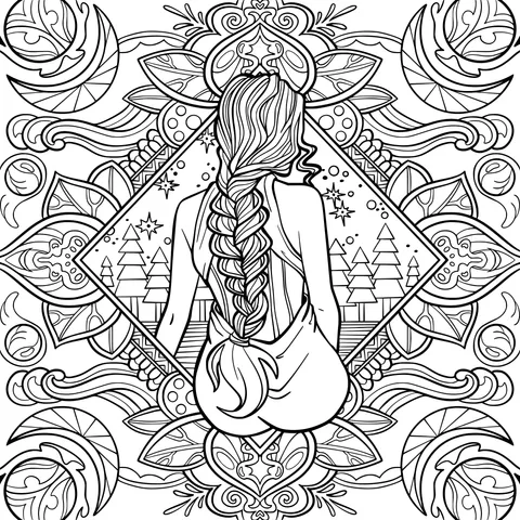 Dreamy Pattern with a Woman in Braid