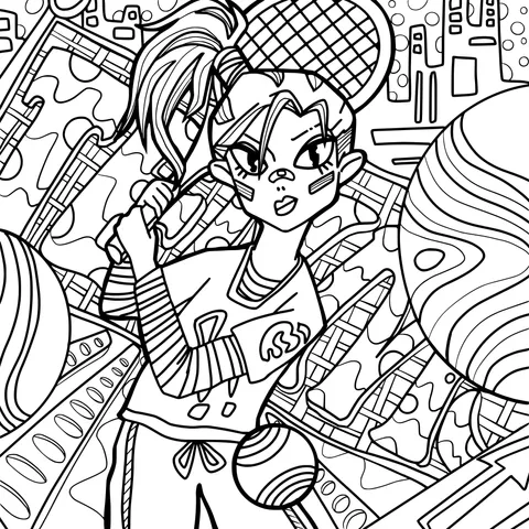 Energetic Girl with Tennis Racket