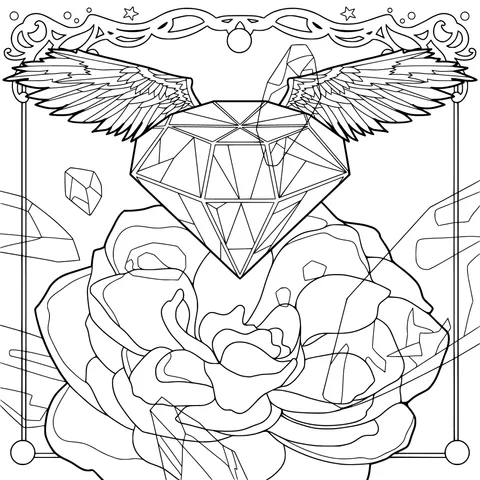 Winged Diamond and Dreamy Flower