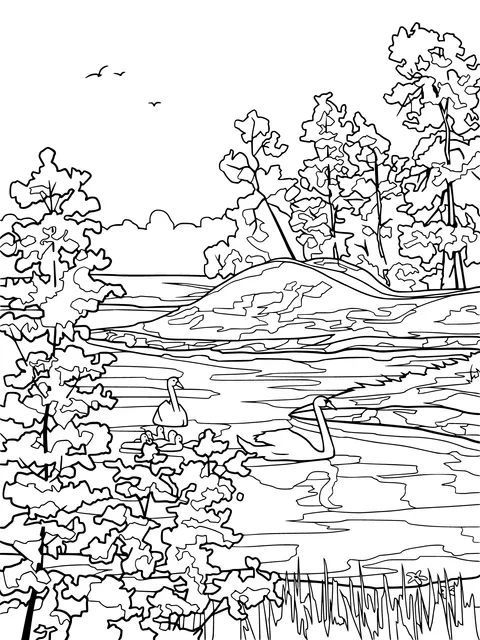 Beautiful Scenery by the Lake in Autumn