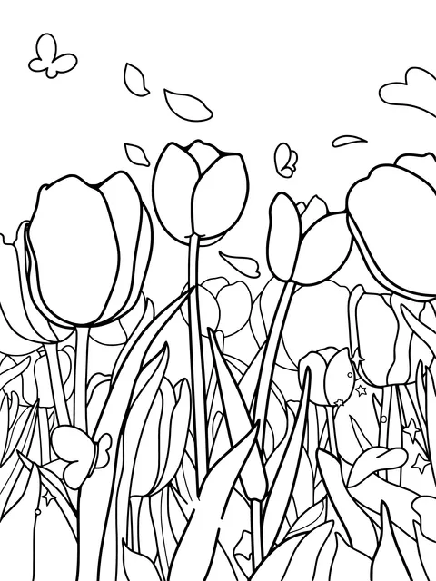 Dreamy Tulip Flower Sea