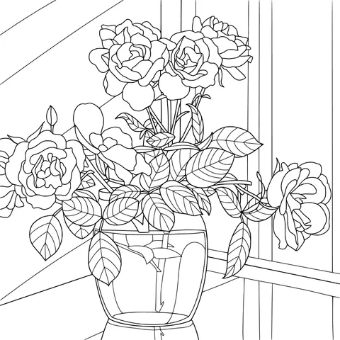 Colorful Flowers in a Vase by the Window