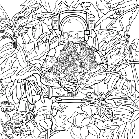 Astronaut and Sunflowers