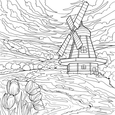 Beautiful Scenery of a Windmill in the Countryside