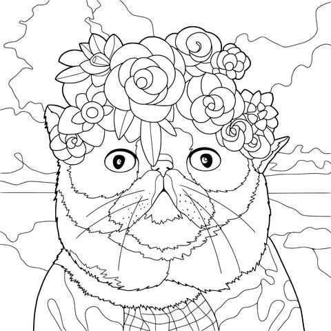 头戴花环的猫咪