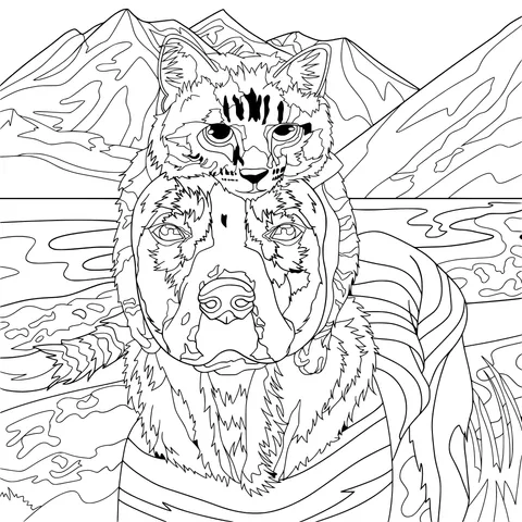 Cat and Dog Together: Companions in the Mountains