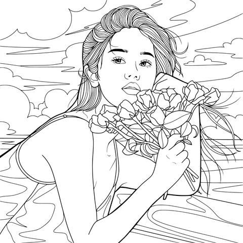Woman Holding Flowers
