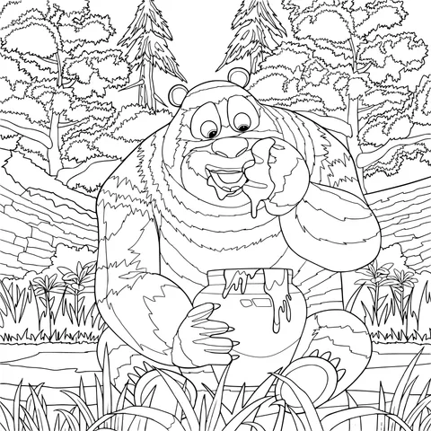 A bear enjoying honey