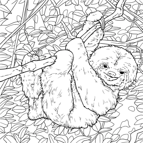 Sloth hanging on a branch