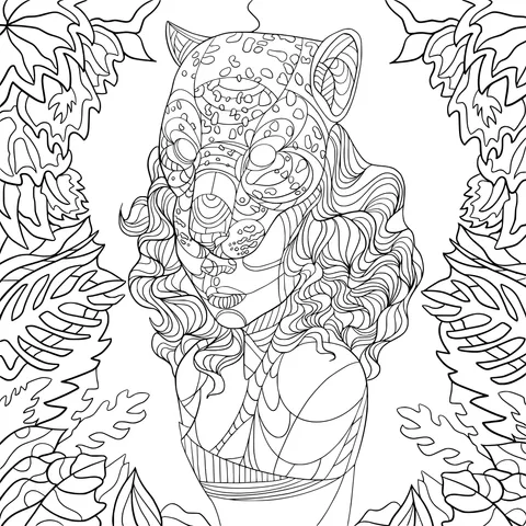 Fantasy Illustration of a Person with a Leopard Head