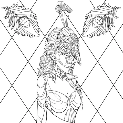 Fantasy Female Figure with Peacock Theme