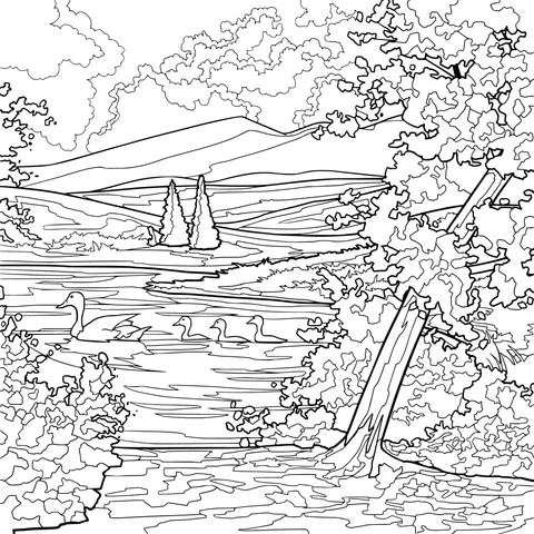 Spring Scenery by the Lake