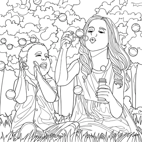 Bubble - blowing Time on the Grass