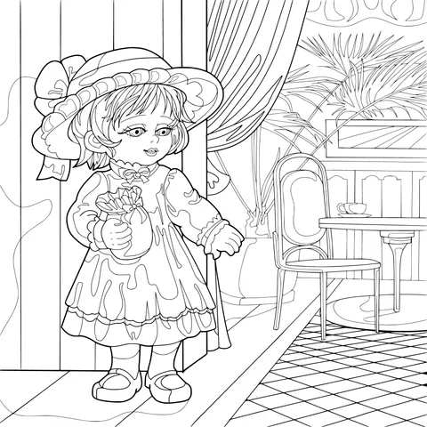 Little girl holding a bouquet