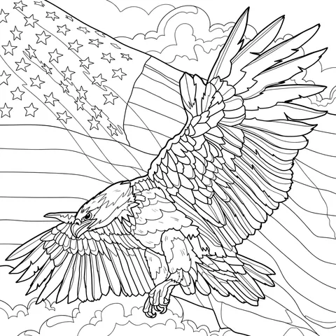 Spreading - winged American Eagle and the American Flag