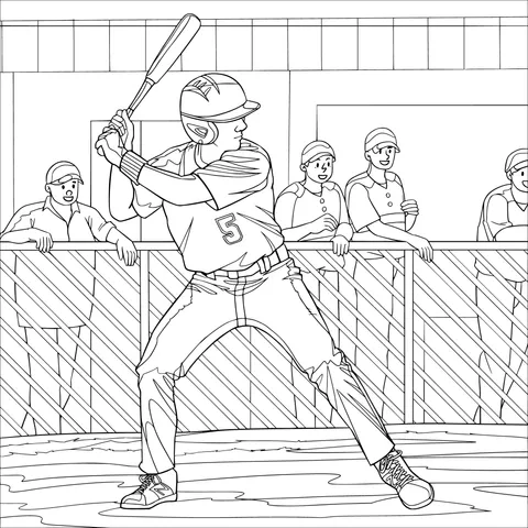 Baseball player ready to hit the ball