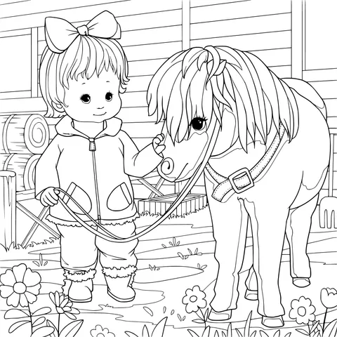 Niña pequeña y pony