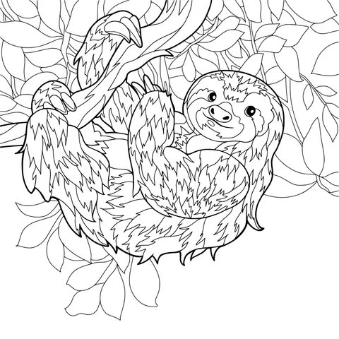 Sloth hanging upside - down on a branch