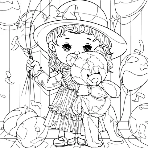 Little Girl Hugging a Teddybear