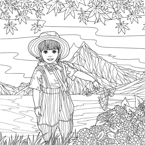A child enjoying butterflies in the field