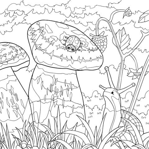 Ladybug and Snail in the Forest