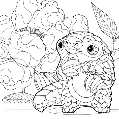 Pangolin Holding a Flower