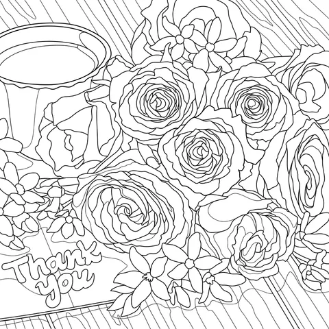 感謝の花束とコーヒー