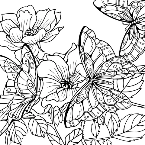 Colorful Butterflies and Flowers