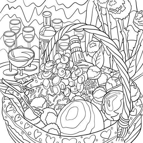 Canasta para picnic colorida
