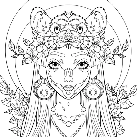 Fantasy - style illustration of a woman with rat elements