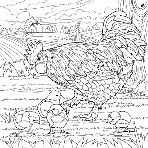Hen and Chicks in the Countryside