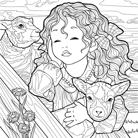 Girl Hugging a Lamb