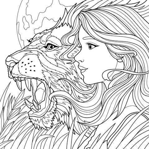 Woman Accompanied by a Lion