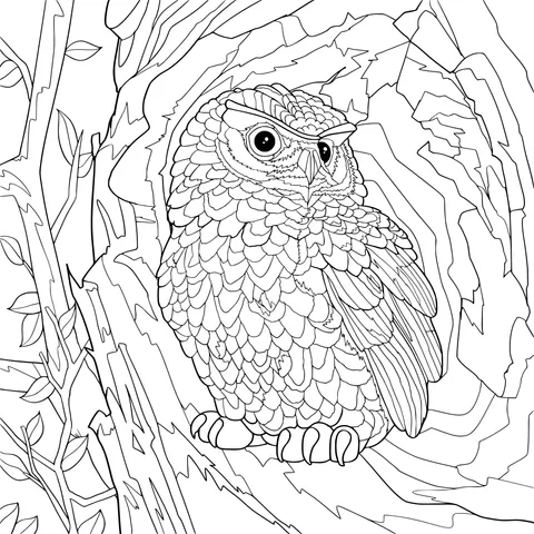 Owl in the Tree Hole