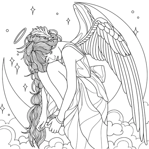 Angel Resting on a Crescent Moon