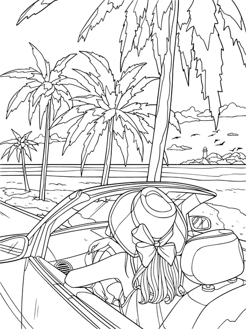 Convertible Car Trip by the Beach