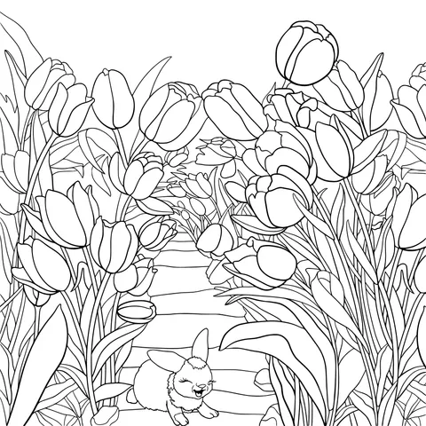 Rabbit in the Tulip Field