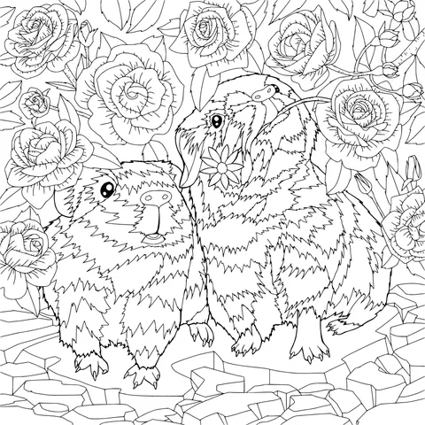 Two mice in the flower丛
