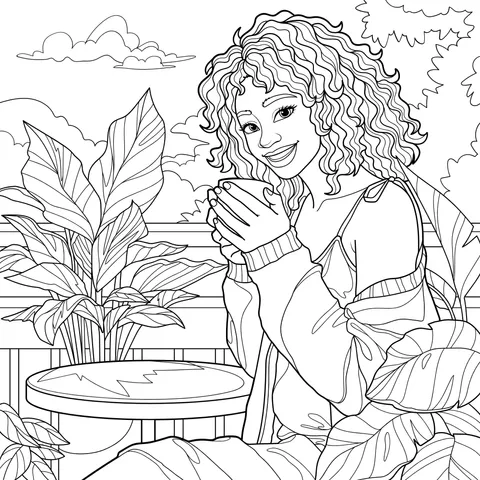 A lady enjoying a cozy moment