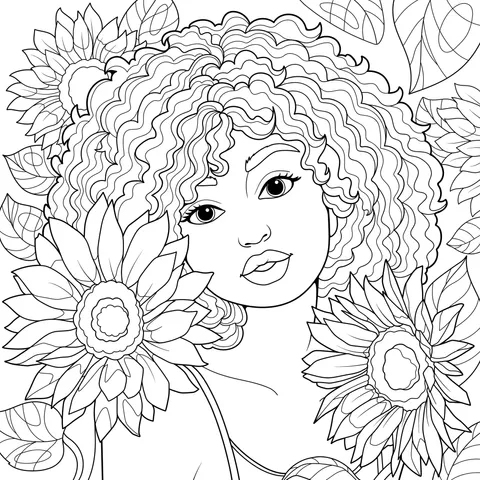 Woman Surrounded by Sunflowers